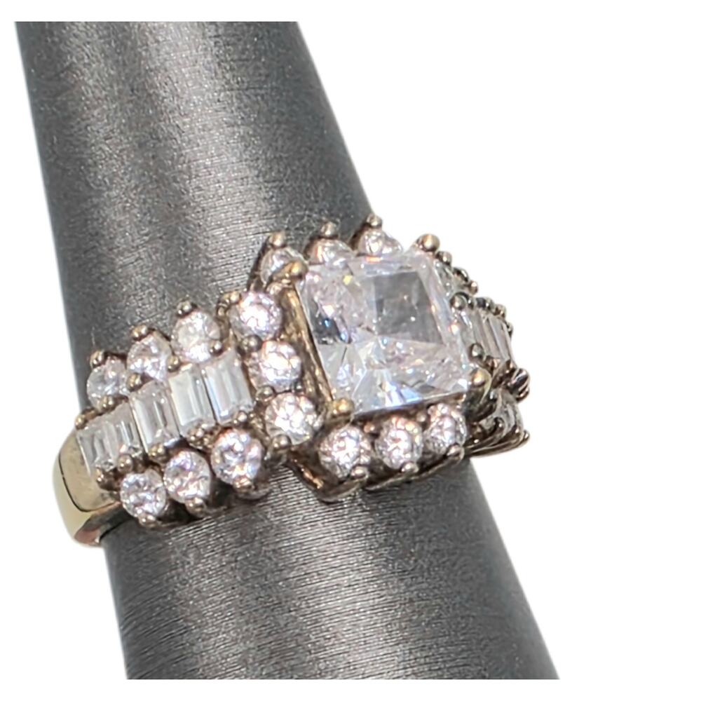 Vintage Absolute Simulated-Diamond Gold Vermeil CZ Engagement Ring SZ 8